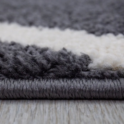  Teppich Wohnzimmer Pastellfarben Rauten Design Robust Kurzflorig In Versch. Farben, Farbe:Anthrazit, Maße:140x200 Cm