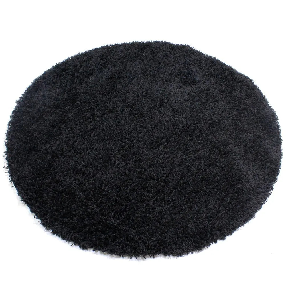  Merinos Shaggy Plus Black Hochflor Rund, Größe:120 X 120 Cm
