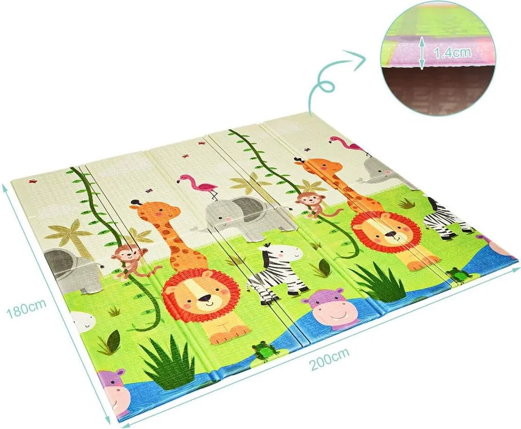  COSTWAY Baby Spielmatte Faltbar, Babymatte Doppelseitig, Krabbelmatte Aus XPE Material, Krabbeldecke, Spielteppich Für Babys, S?uglinge Und Kleinkinder, 200 X 180 Cm Grün