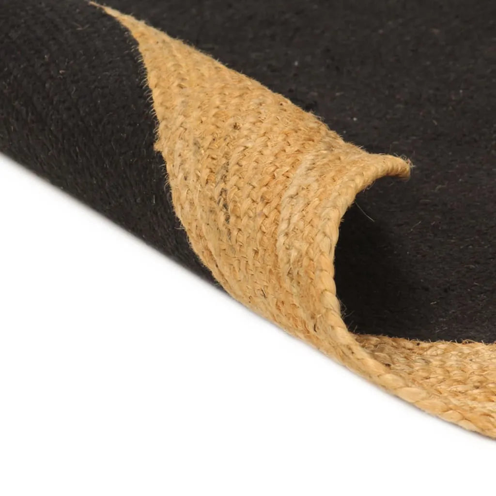  VidaXL Teppich Geflochten Schwarz & Natur 90 Cm Jute & Baumwolle Rund