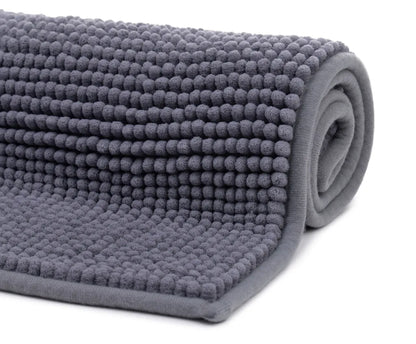  GÖZZE Chenille Badteppich 60x100 Cm Badvorleger Anti-Rutsch-Beschichtung Anthrazit