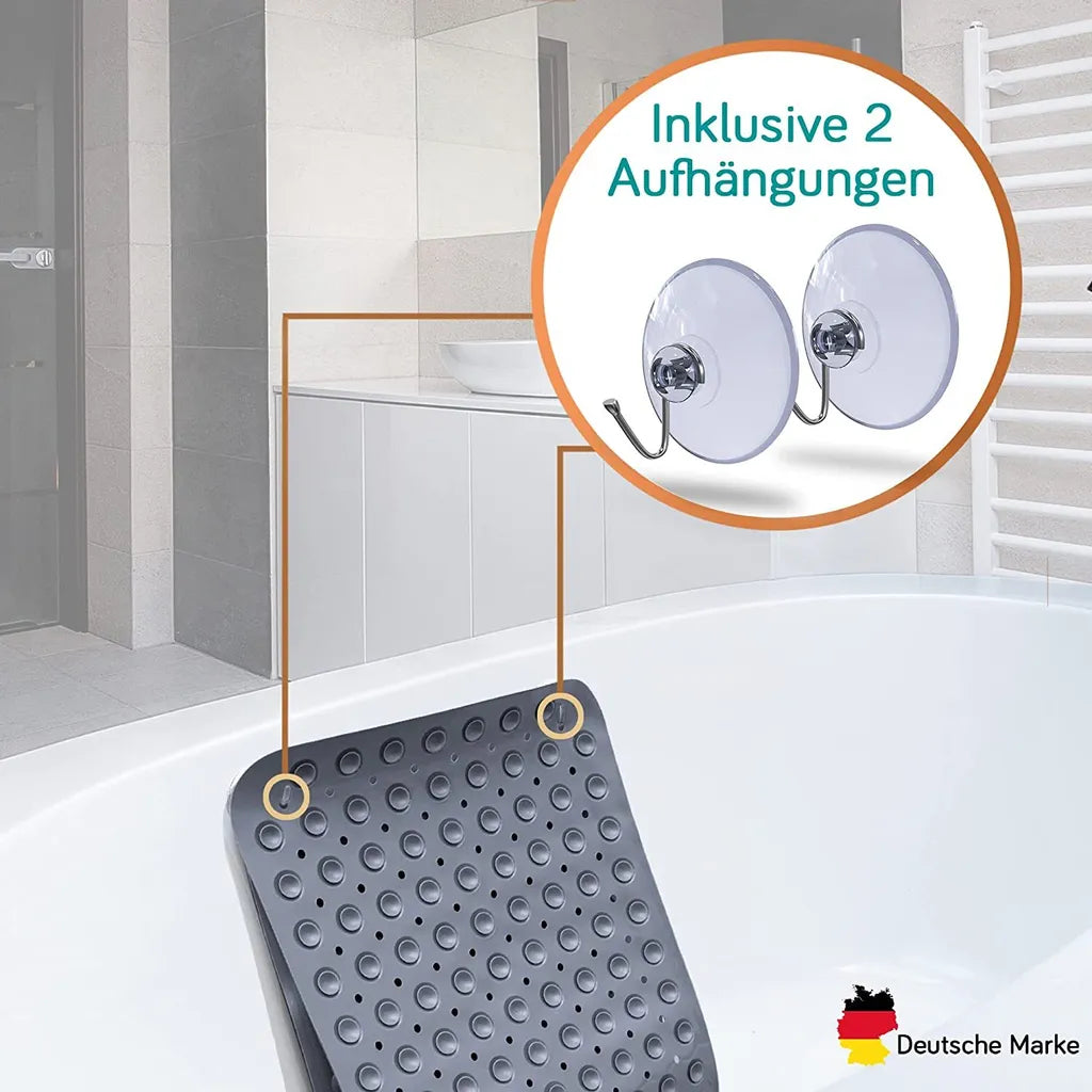  Delluxia Badewannenmatten Rutschfest Für Kinder & Erwachsene I 100x40cm Grau I Antirutsch Badematte BPA Frei, Inkl. Aufhängung I Duschmatte Schimmelresistent & Geruchsfrei