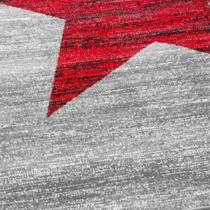  Milano9121 Rot Trendiger Kurzflor Teppich, Sternmuster, Maße:120x170 Cm