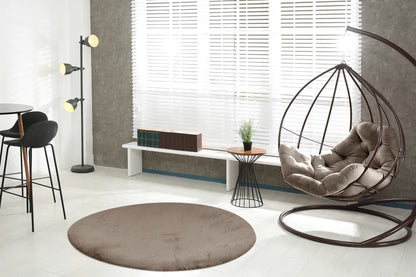  Kayoom - Hochflor Teppich Rabbit Light 525 Taupe Grösse: Ø 160cm RUND