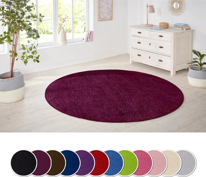  Kurzflor Teppich Nasty, Rund, Farbe:Violett, Durchmesser:200 Cm
