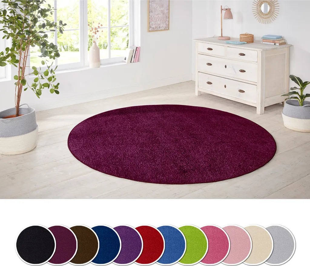  Kurzflor Teppich Nasty, Rund, Farbe:Violett, Durchmesser:133cm