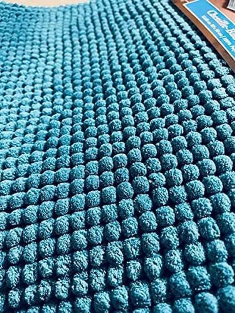  Sensino Chenille Badematte Blau Mit 3D Mesh-Rücken, Ca. 50 X 80 Cm