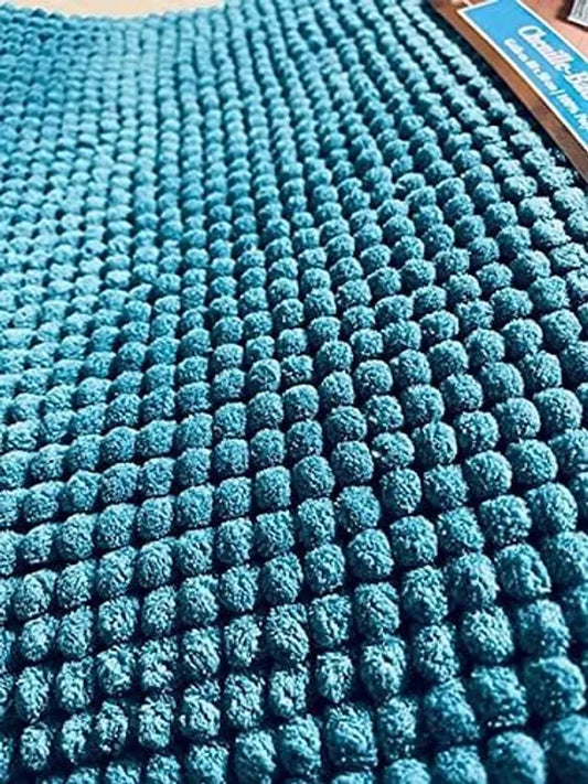 Sensino Chenille Badematte Blau Mit 3D Mesh-Rücken, Ca. 50 X 80 Cm