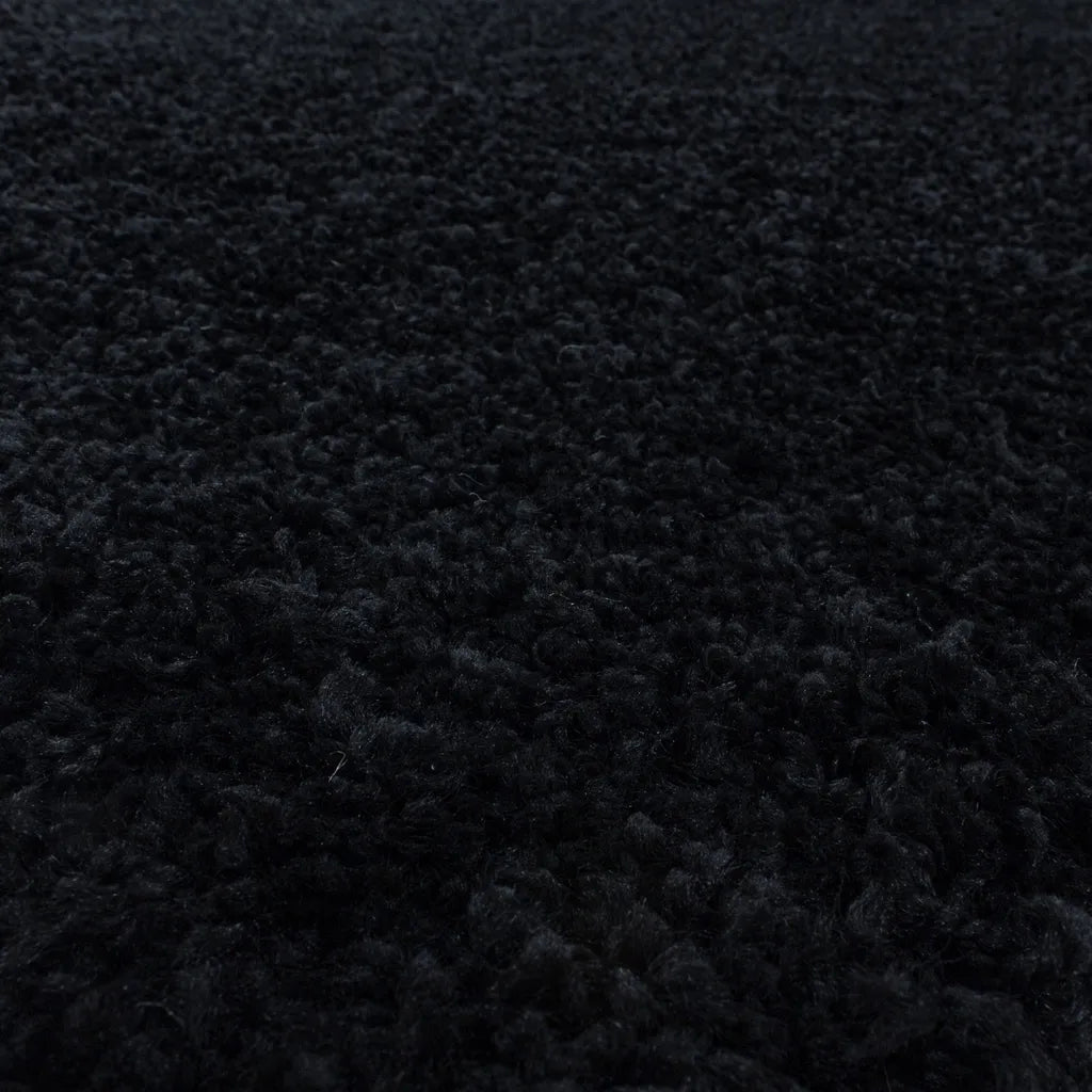  Wunderschöne Runde Shaggy Hochflor Langflor 30mm Teppich In Verschiedene Farben , Größe:Ø 160 Cm Rund, Farbe:Schwarz