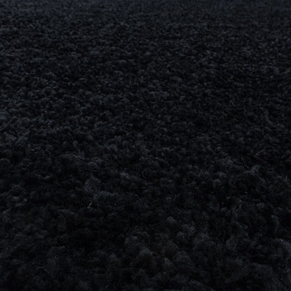  Wunderschöne Runde Shaggy Hochflor Langflor 30mm Teppich In Verschiedene Farben , Größe:Ø 160 Cm Rund, Farbe:Schwarz