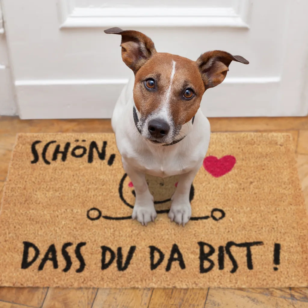  Relaxdays Fußmatte Kokos SCHÖN, DASS DU DA BIST