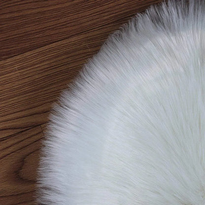  Faux Lammfell Schaffell Teppich Kunstfell Dekofell In Super Weich Lammfellimitat Teppich Longhair Fell Optik Nachahmung Wolle Bettvorleger Sofa Matte (Rundes Weiß, 30 X 30 Cm)