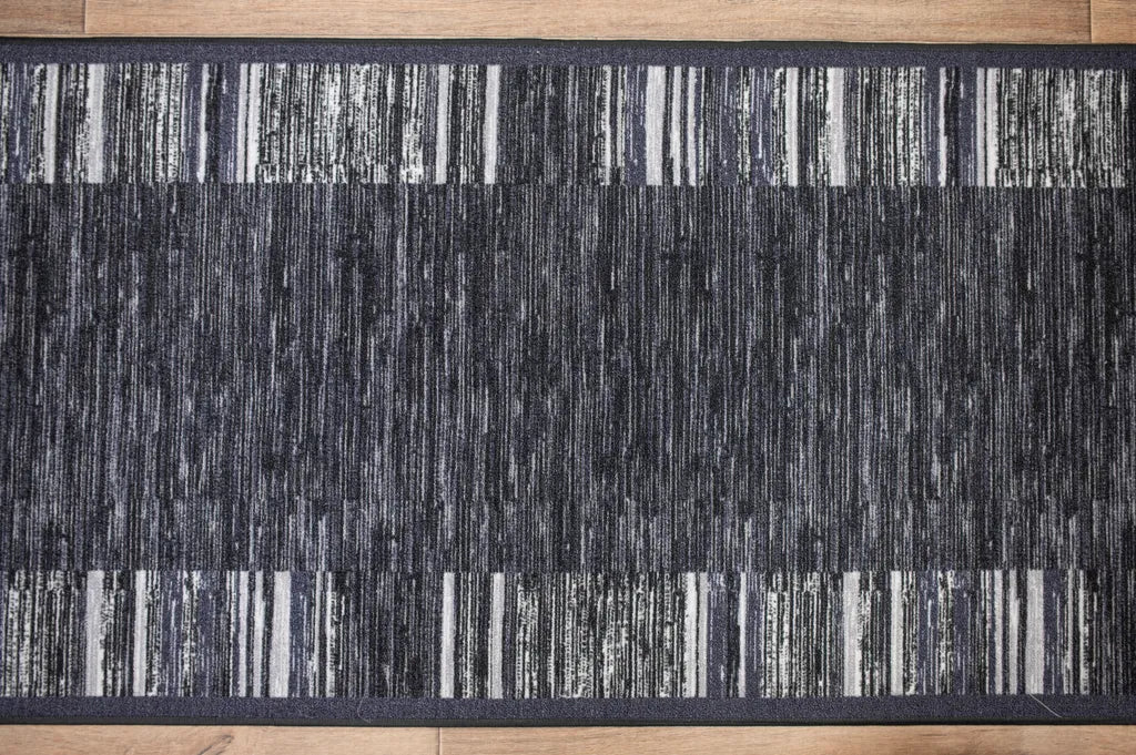  Läufer ADAGIO 100x400 Cm Kurzflor Designer Teppichläufer In Dunkelgrau Antirutsch Streifen Muster Gel Basis Teppich