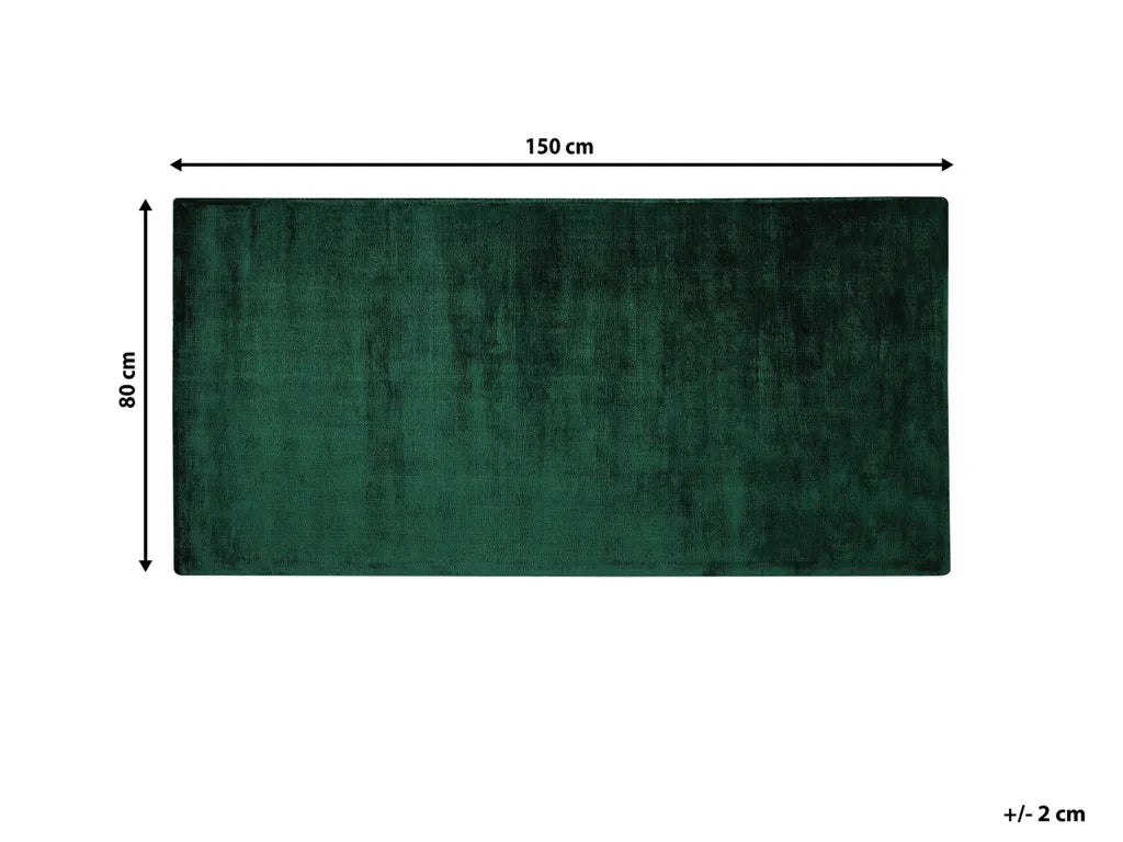  Teppich Dunkelgrün Viskose 80x150 Cm Kurzflor Rechteckig Mit Baumwoll-Unterseite Skandinavischer Stil