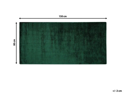  Teppich Dunkelgrün Viskose 80x150 Cm Kurzflor Rechteckig Mit Baumwoll-Unterseite Skandinavischer Stil
