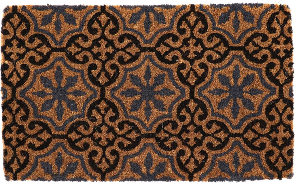  Zauberhafte Türmatte ROMANA Mosaik; Kokos Matte, Portugiesischer Stil, Rosettenmuster