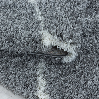  Wohnzimmerteppich,hochflor Shaggy,designer Teppich,Kachel Muster,Farbe:Rosa, Farbe:GRAU, Grösse:240 Cm X 340 Cm