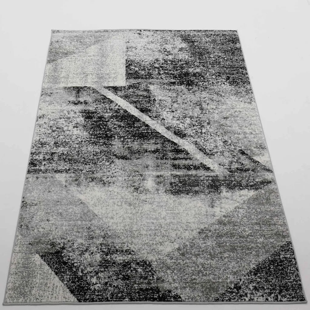  Designer Teppich Wohnzimmer Geometrisches Muster Leinwand Optik Meliert, Maße:160x220 Cm