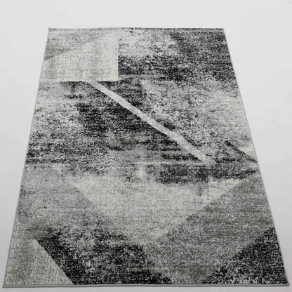 Designer Teppich Wohnzimmer Geometrisches Muster Leinwand Optik Meliert, Maße:160x220 Cm
