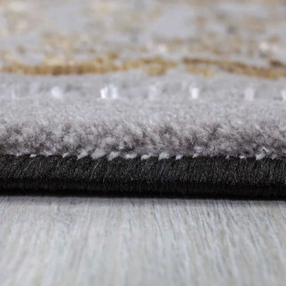  Designer Teppich Orientalisch Grau Gold Elegant Orientalisch Glanz, Maße:80x300 Cm