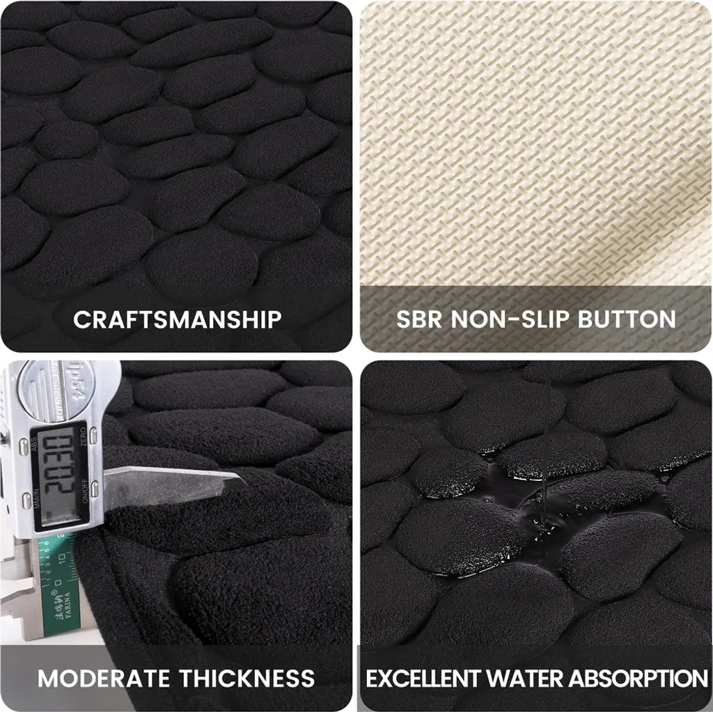  Rutschfeste Badematte Badteppiche 50 X 80 Cm, Badezimmerteppich Mit Memory Foam, Badezimmerteppich Duschvorleger Duschteppich Für Badewanne, Dusche, Badezimmer,Schwarz