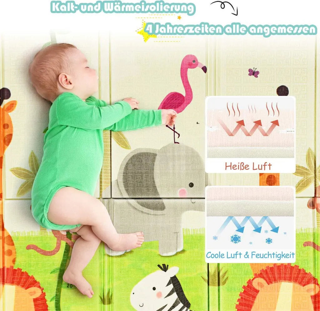 COSTWAY Baby Spielmatte Faltbar, Babymatte Doppelseitig, Krabbelmatte Aus XPE Material, Krabbeldecke, Spielteppich Für Babys, S?uglinge Und Kleinkinder, 200 X 180 Cm Grün