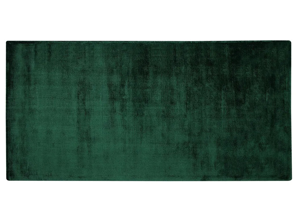  Teppich Dunkelgrün Viskose 80x150 Cm Kurzflor Rechteckig Mit Baumwoll-Unterseite Skandinavischer Stil