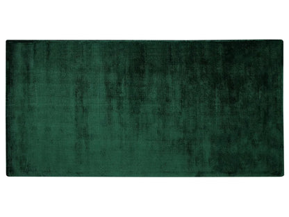  Teppich Dunkelgrün Viskose 80x150 Cm Kurzflor Rechteckig Mit Baumwoll-Unterseite Skandinavischer Stil