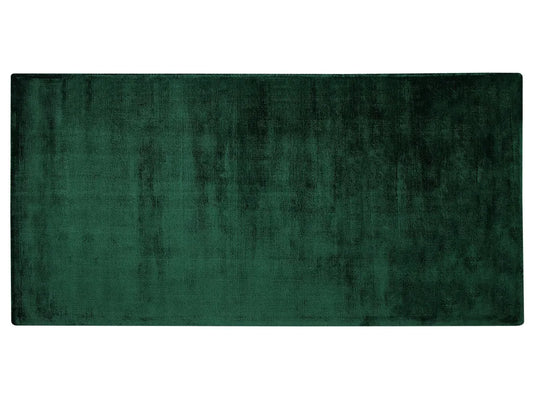  Teppich Dunkelgrün Viskose 80x150 Cm Kurzflor Rechteckig Mit Baumwoll-Unterseite Skandinavischer Stil
