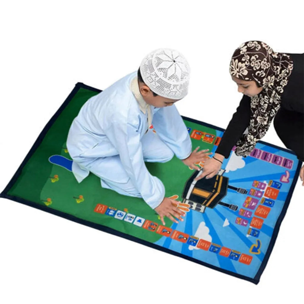  Ramadan Gebetsmatte Elektronischer Interaktiv Gebetsteppich Für Kinder Decke (Blau)