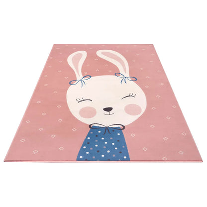  Kinderteppich Kurzflor Bunny Polly Hase Rosa, Größe:80x150 Cm