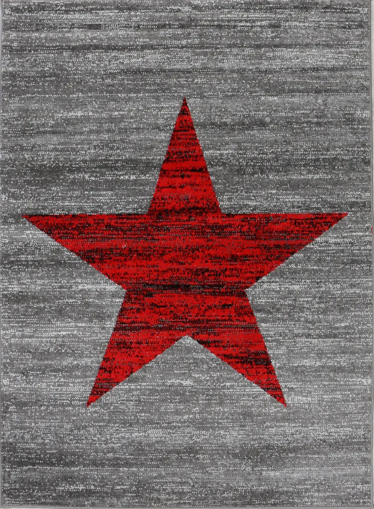  Milano9121 Rot Trendiger Kurzflor Teppich, Sternmuster, Maße:120x170 Cm