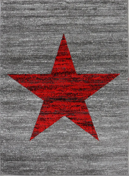  Milano9121 Rot Trendiger Kurzflor Teppich, Sternmuster, Maße:120x170 Cm