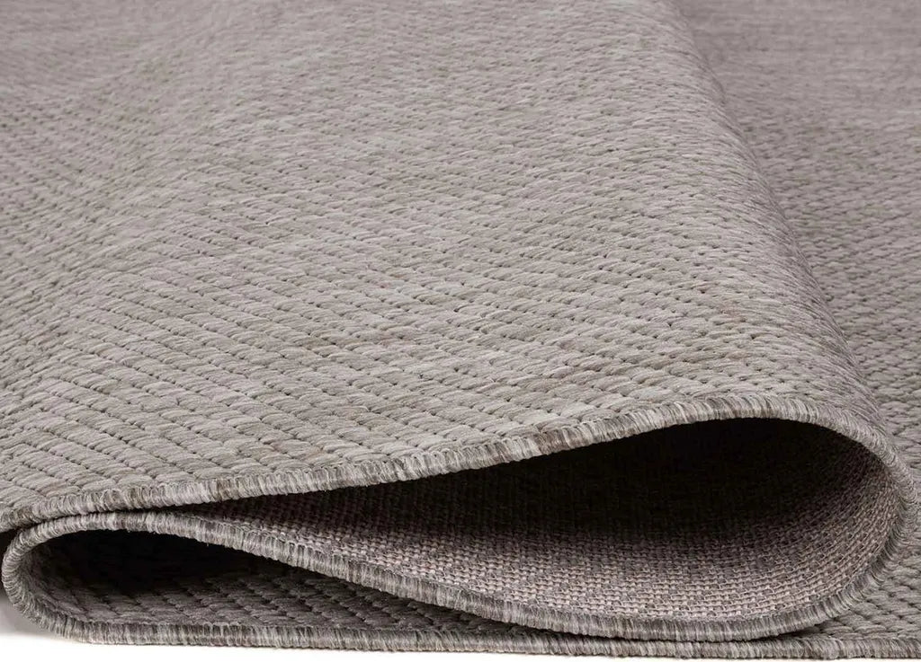  Robuster In- Und Outdoor Flachgewebe Terrassen Teppich Natur Look In Grau, Maße:140x200 Cm