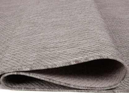  Robuster In- Und Outdoor Flachgewebe Terrassen Teppich Natur Look In Grau, Maße:140x200 Cm
