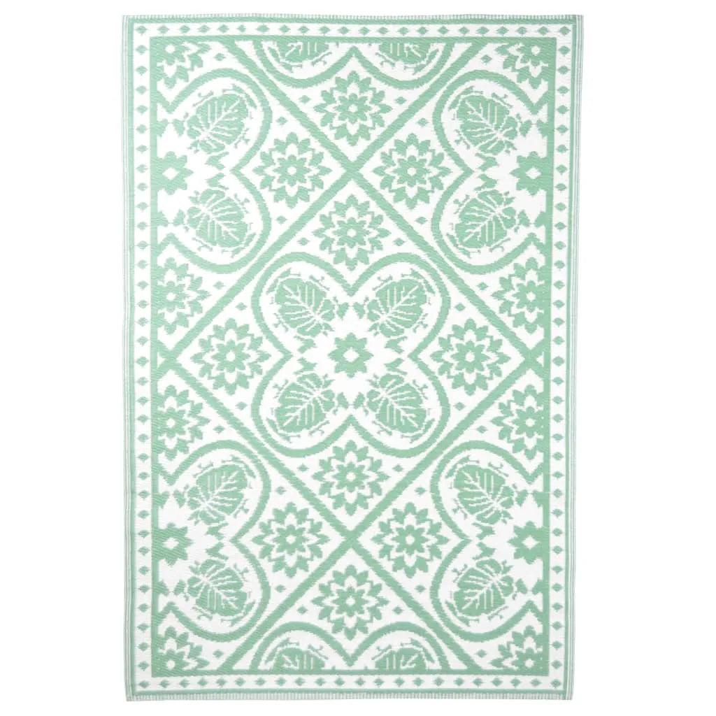  Esschert Design Outdoor-Teppich 182x122 Cm Fliesendesign Grün Und Weiß