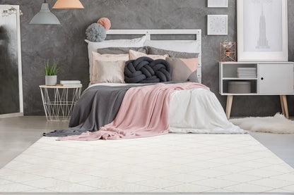  Kayoom - Hochflor Teppich Vivica 225 Weiß / Creme Grösse: 160cm X 230cm