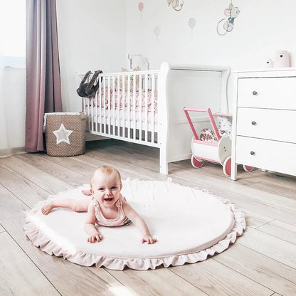  MeowBaby Baby Spielmatte Rund Mit Volant, Rosa