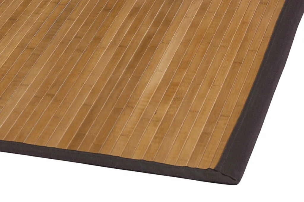  Bambusteppich NATURALIS 120x180cm, 17mm Stege Und Breite Braune Bordüre, Farbe: Caramel