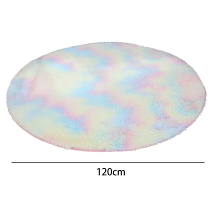  120cm Regenbogen Hochflor Runden Teppich Wohnzimmer Fellteppich Kunstfell Flauschig Dicker Waschmaschinenfest