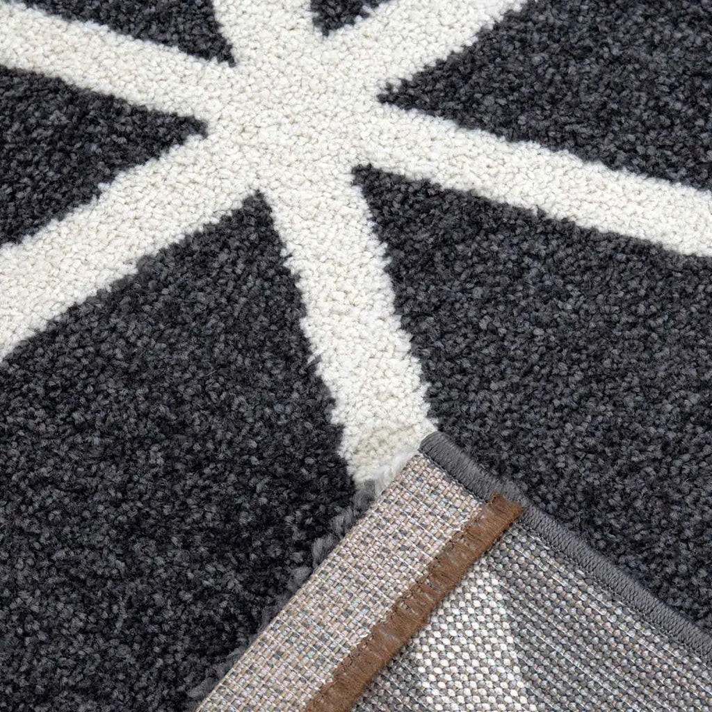  Teppich Wohnzimmer Pastellfarben Rauten Design Robust Kurzflorig In Versch. Farben, Farbe:Anthrazit, Maße:140x200 Cm