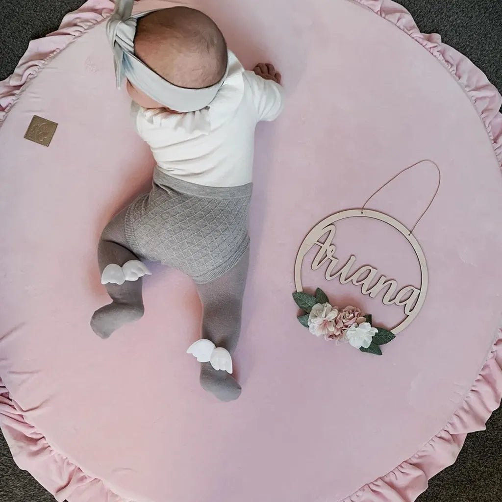  MeowBaby Baby Spielmatte Rund Mit Volant, Rosa