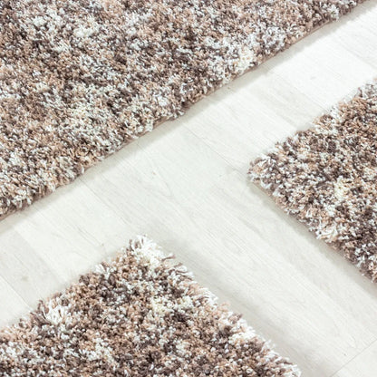  Schlafzimmerteppich,hochflor Shaggy,langflor Bettumrandung,Bunt, Farbe:BEIGE, Grösse:2 X 60x110 Cm + 1 X 80x250 Cm