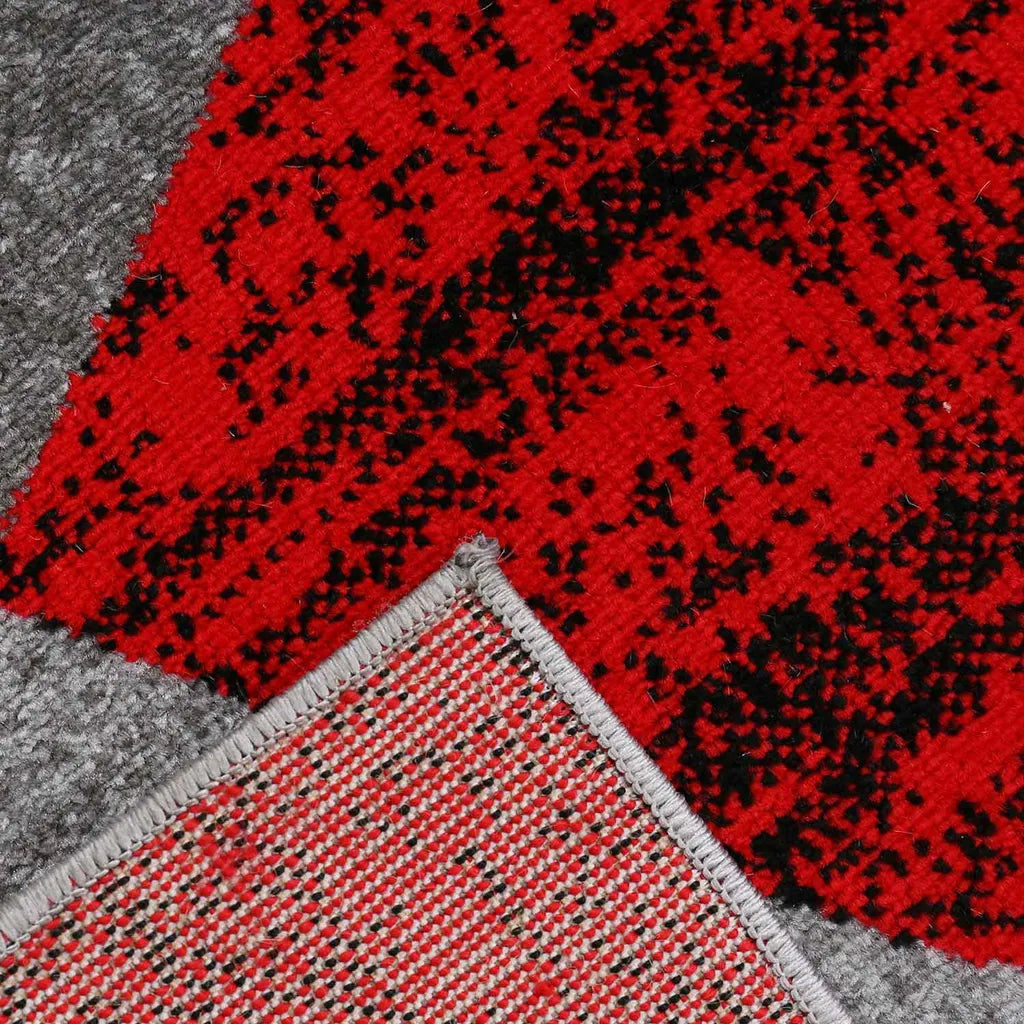  Milano9120 Rot Wohnzimmer Schlafzimmer Teppich Geometrisches Kreis-Muster Meliert, Maße:160x220 Cm