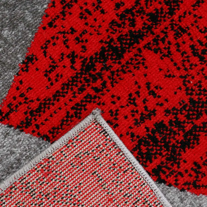  Milano9120 Rot Wohnzimmer Schlafzimmer Teppich Geometrisches Kreis-Muster Meliert, Maße:160x220 Cm