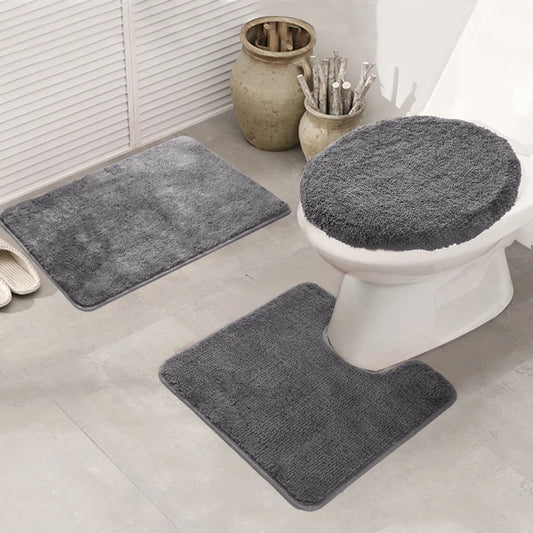  Topchances Duschvorhang Badezimmermatten-Set 3-teilig,Badematten Rutschfeste Badematte Bad Küche Carpet Fußmatten Decor Teppich (Grau, 50 X 80 Cm)