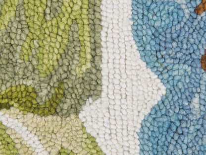  Teppich Mehrfarbig Wolle 80 X 150 Cm Rechteckig Blattmuster Pflanzenmuster Handgetuftet Boho Gefärbt Kurzhaar Kurzflor Bettvorleger Läufer