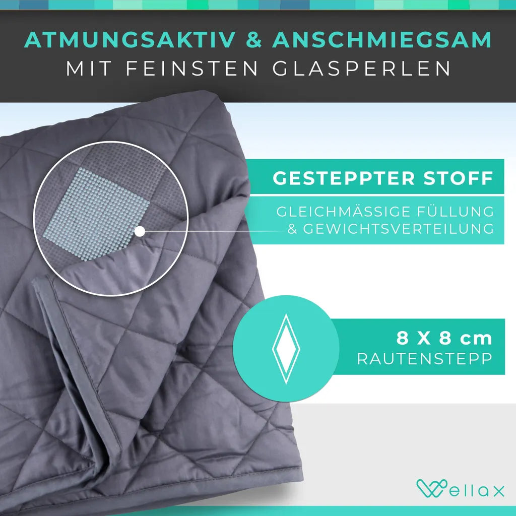  Comodo Gewichtsdecke Kinder - Therapiedecke 3,2kg - 104x152 Cm - Weighted Blanket - 100% Baumwolle - Für Stressabbau & Angstzustände - Mit Tasche