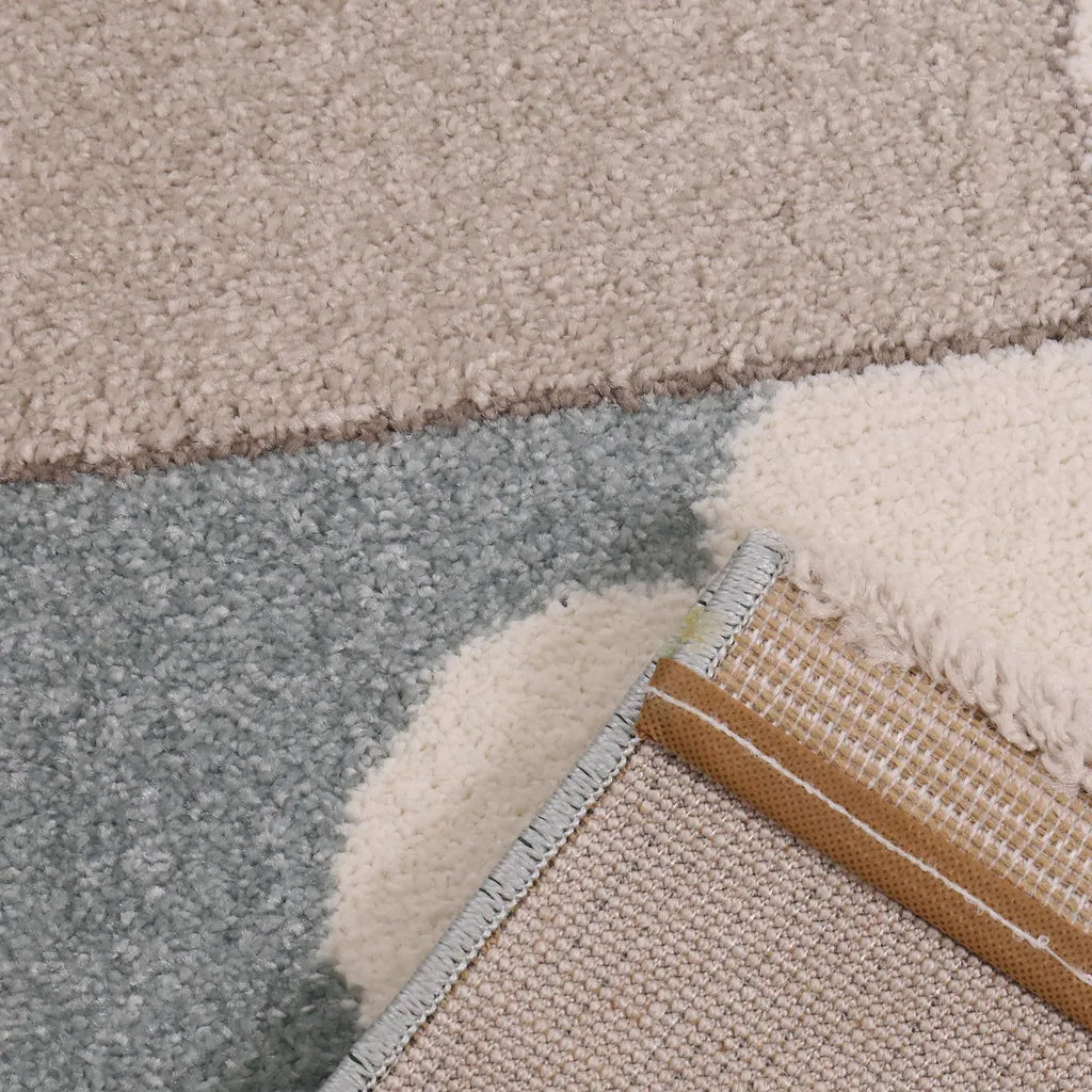  Flauschiger Kinder Zimmer Teppich Herzchen Wölkchen Patchwork Optik, Maße:120x170 Cm