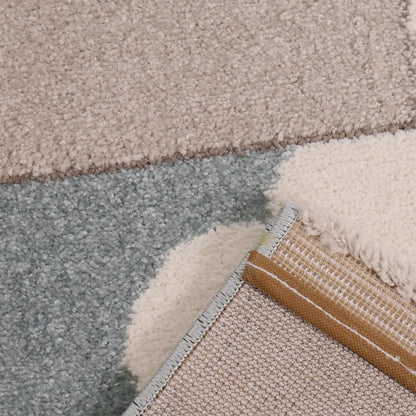  Flauschiger Kinder Zimmer Teppich Herzchen Wölkchen Patchwork Optik, Maße:120x170 Cm